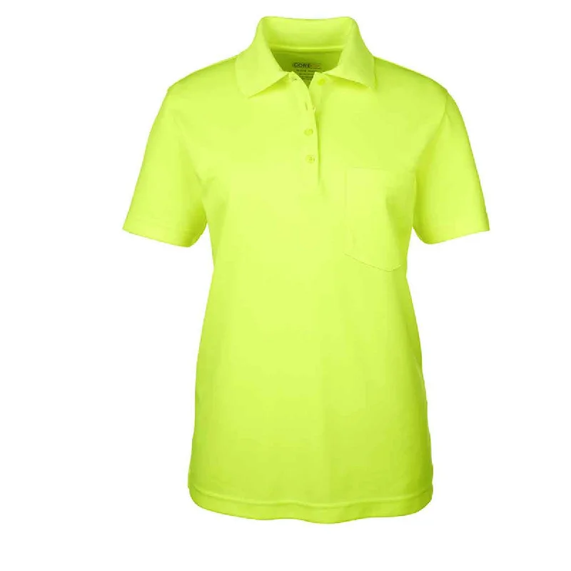 Core 365 Women's Safety Yellow Origin Performance Pique Polo with Pocket