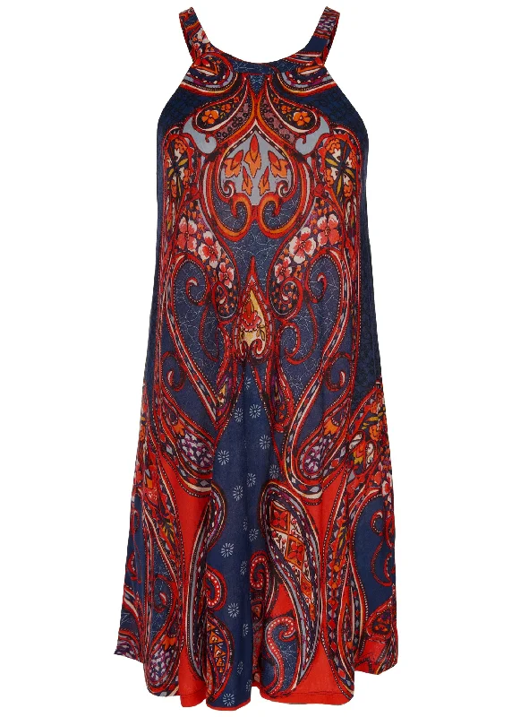 Paisley printed mini dress - Navy Multi