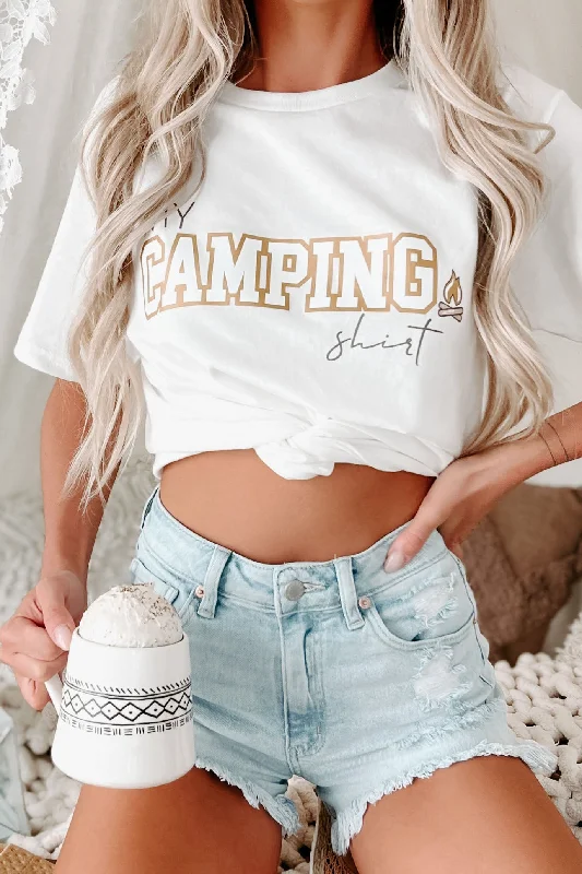 ""My Camping Shirt"" Metallic Graphic - Multiple Shirt Options (White) - Print On Demand