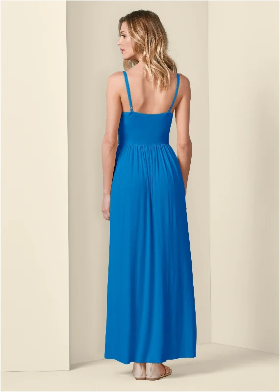 Button-front maxi dress - French Blue