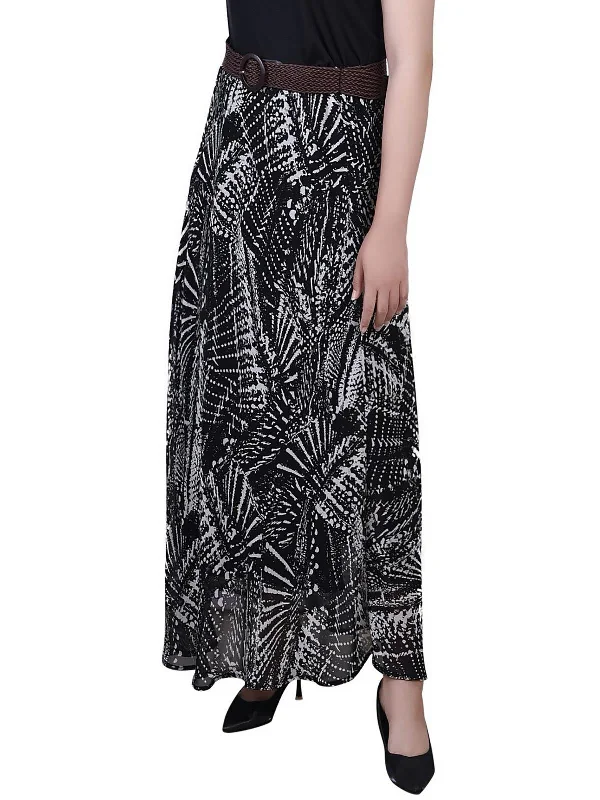 Petites Womens Layered Maxi Maxi Skirt